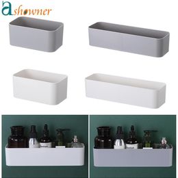 Hooks & Rails ABS Wall Mounted Storage Rack Bathroom Cosmetic Box Self-Adhesive Case Organiser Kitchen Punch-free Accessories