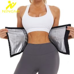 Slimming Belt NINGMI Sweat Sauna Body Shaper Corset Waist Trainer Belt Women Slimming Fitness Belly Wrap Strap Girdle Shapers Fat 230314