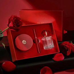 Best selling TDL Love Red Tone Beauty Set Box Valentine Day Gift Box Three piece Makeup Set Air Cushion Lip Glaze perfume Boutique Gift Fast Delivery