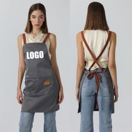 Aprons Apron Custom Women's Men's Kitchen Apron Chef Work BBQ Restaurant Bar Coffee Hairdresser Pet Shop Cloak Waiter Bib 230314