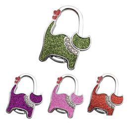 Hooks Rails Cat Shaped Purse Bag Holder Safer Gift Shining Hanger Portable Handbag Hook Metal Foldable Drop Delivery Home Garden H Dhurf