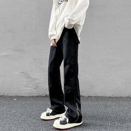 Men's Jeans Harajuku Men's Jeans Stretch Straight Slacks Retro Street Skateboarding Sport Pants Hip Hop Cargo Men Zipper 230316