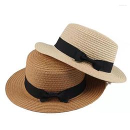 Wide Brim Hats VISROVER Simple Beach Summer Hat With Butterfly Female Casual Outdoor Sun Women Black Ribbon Paper Cap Gift