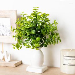 Decorative Flowers Artificial Plastic Plants For Home Table Office Room Garden Wall Decor Plant Accessory Fake Leaf Green Bonsai Supplies