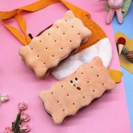 Kawaii Cookie Sandwich Biscuit Soft Plush Pencil Case Bag Cute Pencilcase Kids Birthday Gift School Stationery