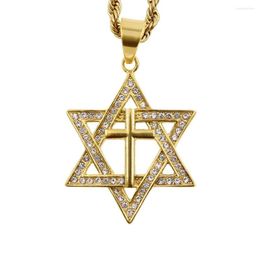 Pendant Necklaces Israel Menorah Happy Hanukkah Hexagram National Cross Necklace Jewish Star Of David Long Rope Chain Fashion Jewellery