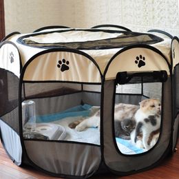 kennels pens Dog Tent Portable House Breathable Outdoor Kennels Fences Pet Cats Delivery Room Easy Octagonal Playpen Crate 230314