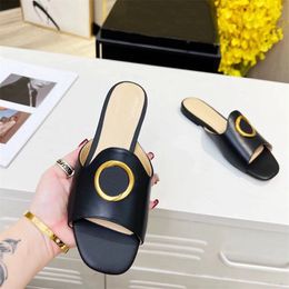 Casual women's flat slippers Summer luxury designer leather women's buckle sandals Hotel Flip-flops Seaside vacation Comfort Flip-flops Designer shoelace Box 35-44