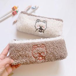 Kawaii Cartoon Plush Pencil Case Cute Bear Large Capacity Pouch Pen Holder Box Office School Storage Bags Stationery Supplies