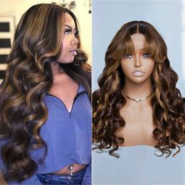 Synthetic Wigs Blonde Highlight Lace Front Wig Synthetic Loose Wave Wigs Honey Ginger for Black Women Ombre Body 230227