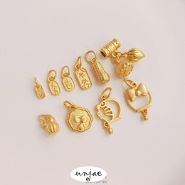 Charms Strong Color Preservation Sand Gold Lucky Lotus II Huan Peanut Gourd Pendant Diy Jewelry PendantCharms