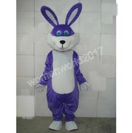 Professional Cartoon Purple Rabbit Mascot Costume Simulation Cartoon Character Outfits Suit Adults Outfit Christmas Carnival Fancy Dress for Men Women