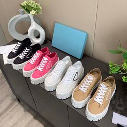 Luxury Womens Casual Shoes Thick Soled Nylon Gabardine Sports Shoes Low Top Lace up High Top casual Embossed Rubber Outsole Sports Shoes