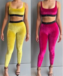 Women's Two Piece Pants Women Towo Piecae Pannts Set Flannel Fleece Outfits Sexy Corset Sleeveless Crop Top High Waist Pencil Pants Clothes