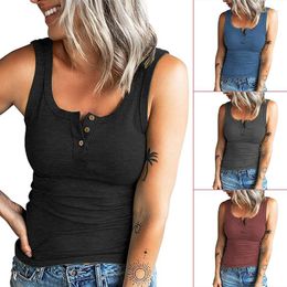 Camisoles & Tanks Jacket Women's Slim Vest Ribbed Button Sleeveless T-shirt Casual Summer Tank Tops For Women 1pcs Intimates