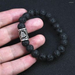 Strand Viking Rune Bracelet For Men Women Jewellery Lava Stone Runes Beads Vikings Bangles Bracelets