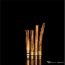 Smoking Pipes Large scale copper head pull rod filter solid wood cigarette holder detachable circular