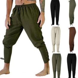 QNPQYX New Pirate Pants Men Mediaeval Viking Cosplay Renaissance Gothic Lounge Horseman Navigator Leg Bandage Halloween Pirate Costume