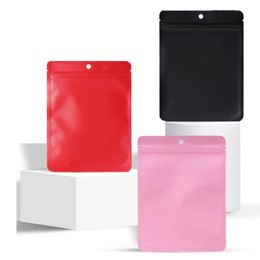 Thick Retail Food Tea Snack Coffee Paper Storage Package Bag Red Pink Black Flat Kraft Paper Self seal Bags with Hang Hole LX3783