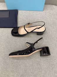 Pradoity Early Pada Single Prax praddas Sandals Pointed Shoe Slipper Cat Heel Bow Patent Leather Stiletto Heel Chain Temperament Lady Mary Jane Diamond