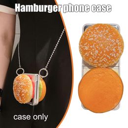 Creative Hamburger Phone Case for Samsung Galaxy Z Flip 4 5G Hard PC Back Cover for ZFlip4 Case Protective Shell