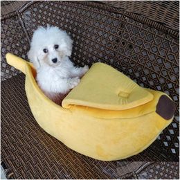 Cat Toys Pet Supplies Slee Bag For Autumn And Winter Washable Banana Cage Dogs Cats Puppy Kitty House Cute Shape Nest Drop Delivery Dh5Yc