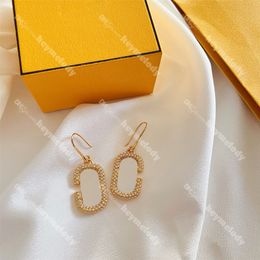 Full Diamond Designer Stud V Crystal Hoop Earrings Rhinestone Pendant Eardrops With Box Wedding Party Birthday Jewellery