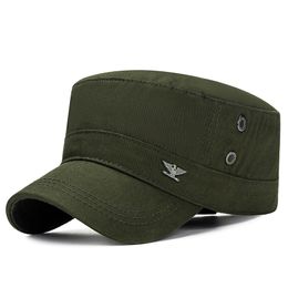 New Flat-Top Cotton Baseball Caps with Eagle Logo Men's Outdoor Sunshade Military Cap Adjustable Unisex Sports Sunhat