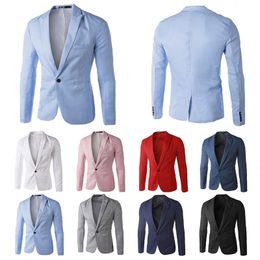 Men's Suits Blazers Turn Down Collar Men Suit Jackets Formal Business Coats Male Evening Party Blazer Jackets Men Coat Solid Color Meeting Clothes 230316