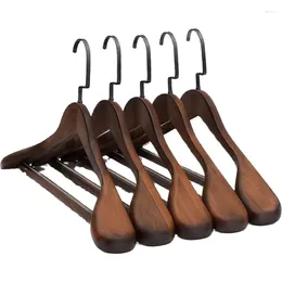 Hangers 5Pcs/set Adult Extra-Wide Solid Wood And Metal Hook Wooden With Notches Non-slip For Clothes W4029