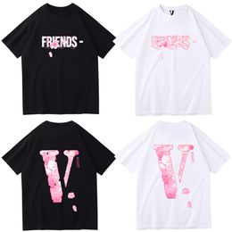 Vlone t shirts for women men's Designer T-shirt Friends Letter Print T-shirt Large V men's women's short-sleeved hip-hop style black and white couple T-shirt S-3XL