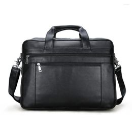 Briefcases Tiding Designer Genuine Leather Business 17 Inch Laptop Briefcase Large Document Bags Men Travel Bag Black Handbag 1224