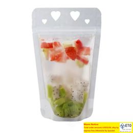 Plastic Drink Packaging Bag Pouch for Beverage Juice Milk Coffee with Handle and Holes for Straw fast shopping