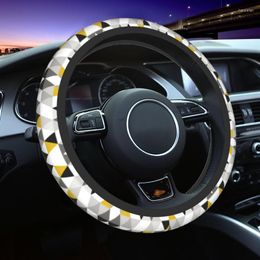 Steering Wheel Covers Lovely Triangles Black White Cover Abstract Pattern Protector Universal Fit 38cm Car Accessories