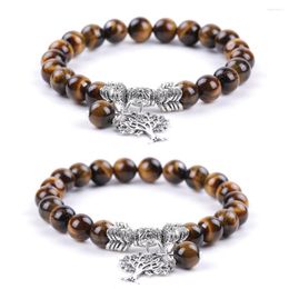 Strand Apple Tree Of Life 8mm Beads Tiger Eye Stone Beaded Bracelet Buddha Yoga Strench Women Men Lovers Hand String Jewellery