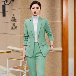 Women's Suits Blazers Spring Ladies Elegant Women Business Suits Pantsuits with Pants and Jackets Coat Business Work Wear Professional Blazers 230316