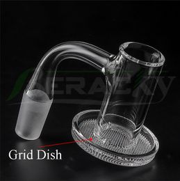 Beracky Full Weld Smoking Sandblasting Quartz Charmer Banger with Grid Dish 20mm OD Beveled Edge Smoke Blender Nails 10mm 14mm 18mm For Glass Water Bong Dab Rigs Pipes