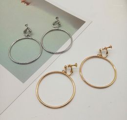 Backs Earrings Fashion Round Clip On For Non-pierced Ears 45mm Screw Woman Gift Jewellery
