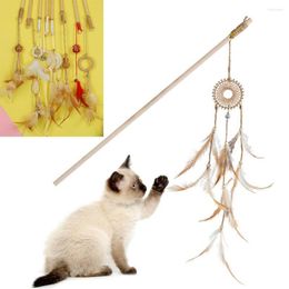 Cat Toys Mini Wood With Bell Rod Toy Wooden Stick Pet Teaser Interactive Catcher
