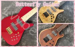 Rare 5 Strings Butterfly Electric Bass Guitar with Black Hardware