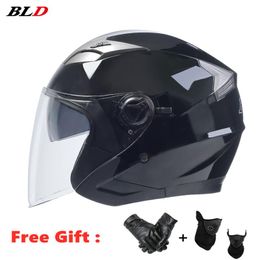 Motorcycle Helmets 2023 Arrival Half Helmet Double Lens Face Men Women Four Seasons Open Mask