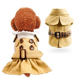 Dog Apparel Summer Fashion Pet Trench Coat Skirt High Quality Clothes Cloak Outing Cute Button Puppy For Small Dogs