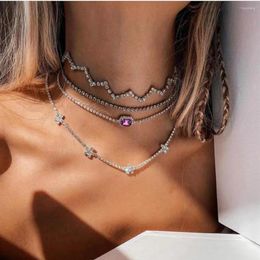 Choker Luxury Rhinestone Zigzag Necklace Collar Temperament For Women Bling Crystal Weddings Clavicle Cha