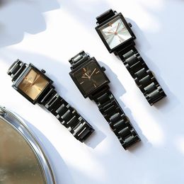 Wristwatches Square Black Steel Band Ladies Watch Waterproof Quartz Business Office Clock For Wife Gift Elegant Dresses Reloj