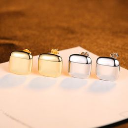 Designer retro style geometric mirror s925 silver stud earrings fashion sexy women square earrings brand design jewelry accessories