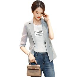 Women's Suits & Blazers Women And Jackets Casual Striped Blazer Woman Summer Career Suit Jacket