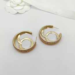 2023 Luxury quality Charm round shape drop earring with colorful diamond hollow design have box stamp PS7611A