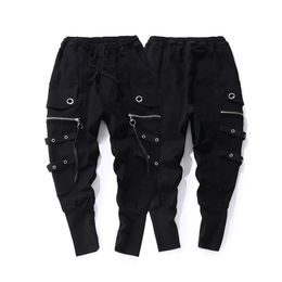 Men's Pants Fashion Drawstring casual men high quality Joggers black Sweatpants Ribbon Hip Hop Men streetwear casual Trousers Cross-pants 230316