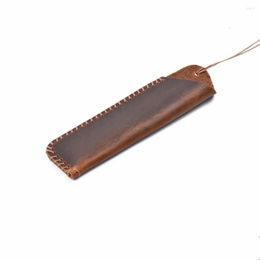 Genuine Leather Pen Bag Case Vintage Single Pencil Pouch For Rollerball Fountain Ballpoint Holder