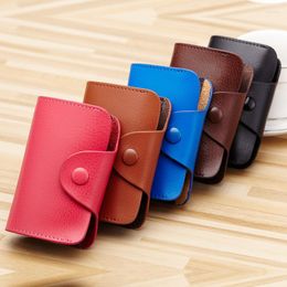 Card Holders Genuine Leather Independent Organ ID Holder Simple Candy Color Bank Wallet Buckle Bag Custom Name